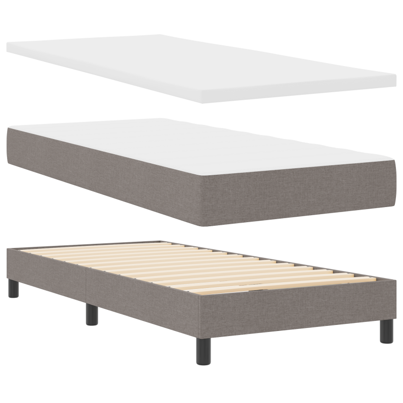 Taupe Boxspringbett mit Matratze 100x200 cm