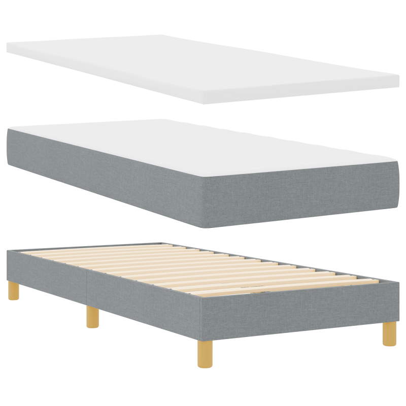Boxspringbett mit Matratze Hellgrau 80x200 cm Stoff