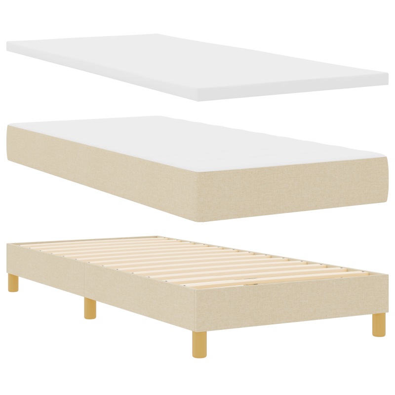 Boxspringbett mit Matratze Creme 90x190 cm Stoff