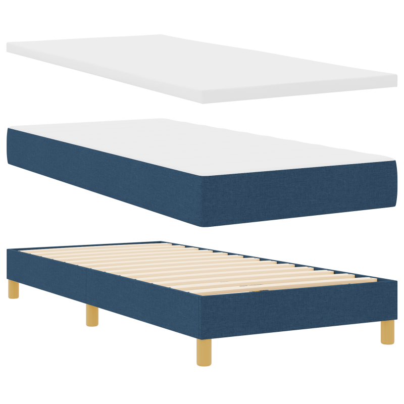 Boxspringbett mit Matratze Blau 100x200 cm aus Stoff
