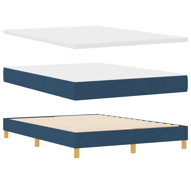 Boxspringbett mit Matratze Blau 140x200 cm Stoff