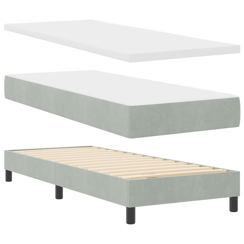 Boxspringbett mit Matratze Hellgrau 80x200 cm Velvet