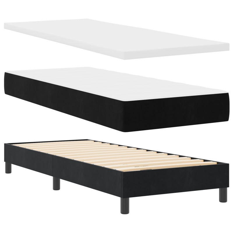 Boxspringbett mit Matratze Schwarz 80x200 cm Samt