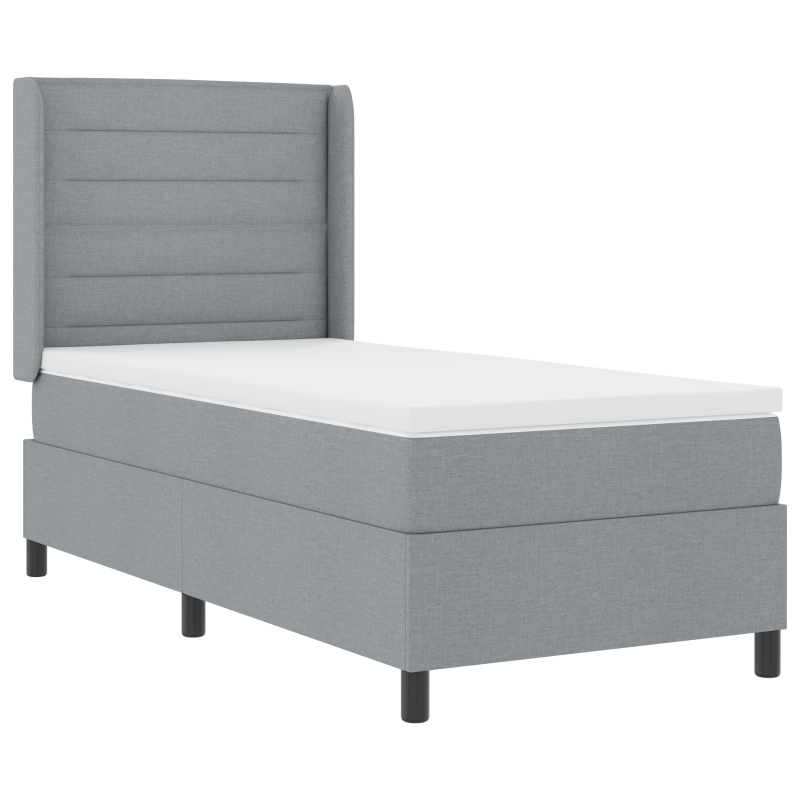 Boxspringbett mit Matratze Hellgrau 100x200 cm Stoff