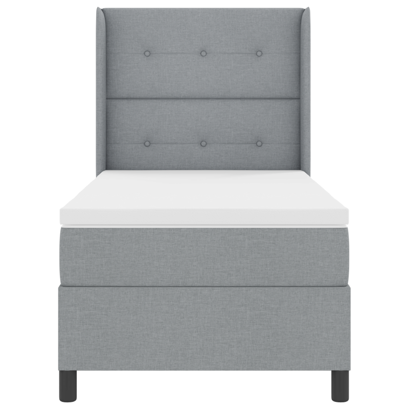 Boxspringbett mit Matratze in Hellgrau 80x200 cm aus Stoff