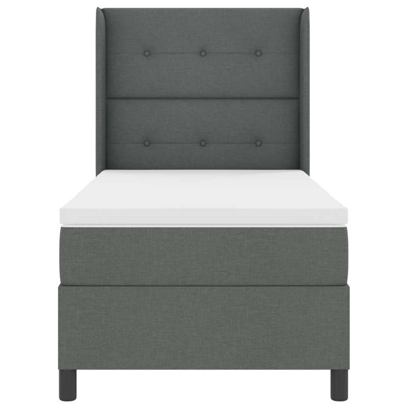 Boxspringbett mit Matratze in Dunkelgrau, 80x200 cm, Stoff