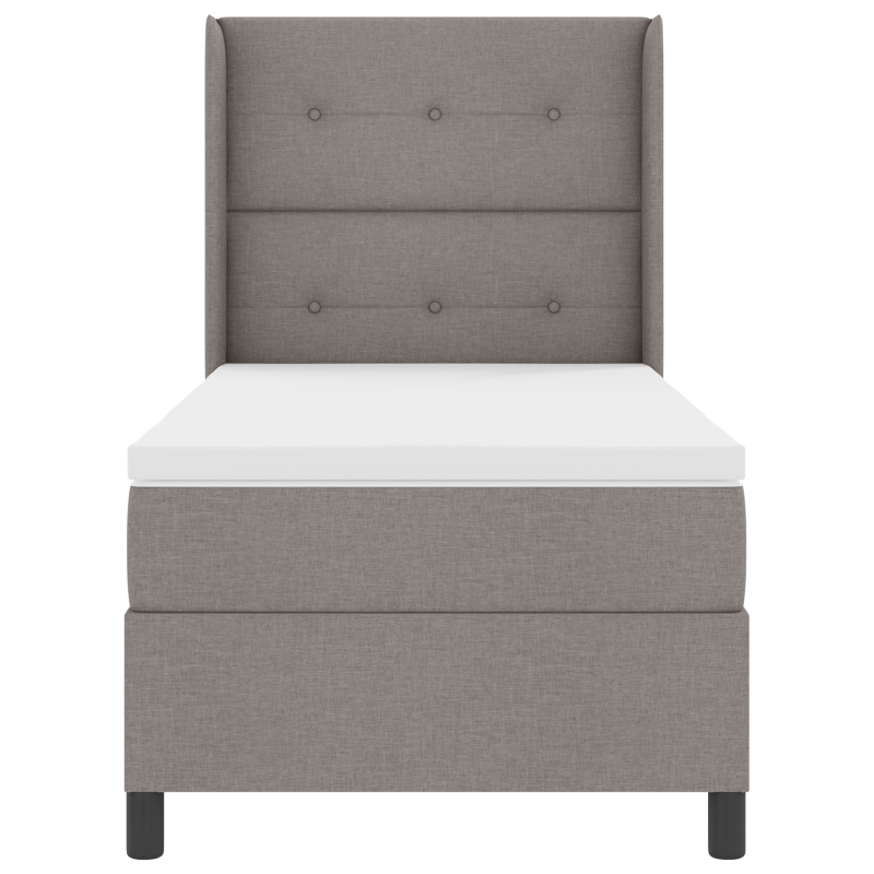 Boxspringbett mit Matratze in Taupe 90x200 cm aus Stoff
