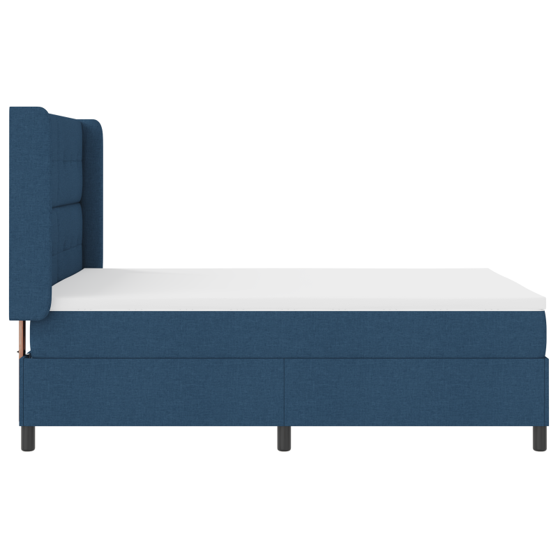 Boxspringbett mit Matratze in Blau, 140x200 cm, aus Stoff