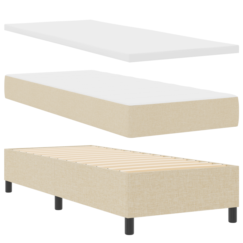Boxspringbett mit Matratze Creme 80x200 cm Stoff
