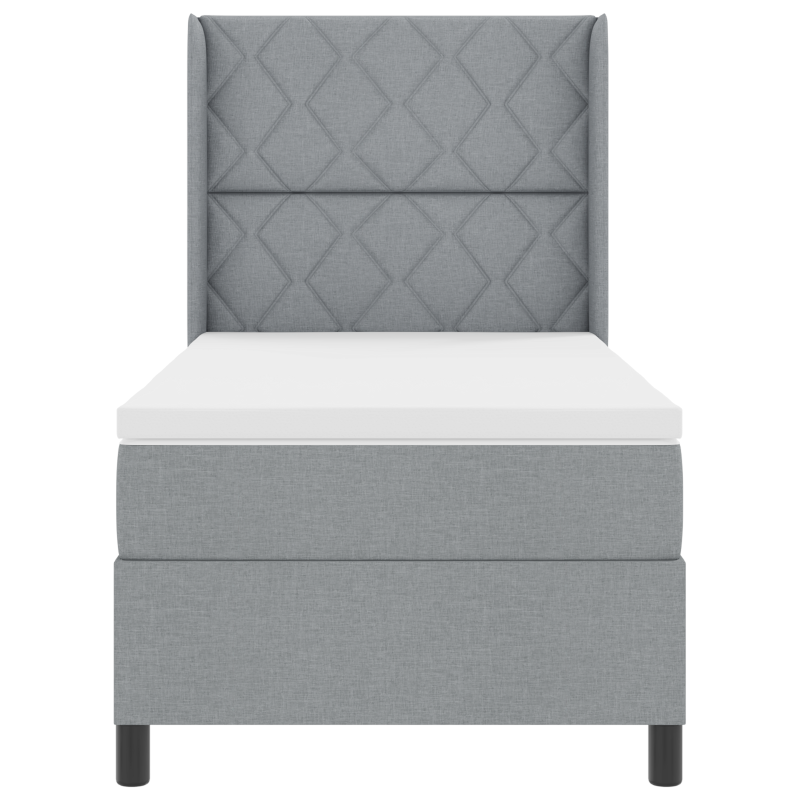 Boxspringbett mit Matratze Hellgrau 100x200 cm Stoff