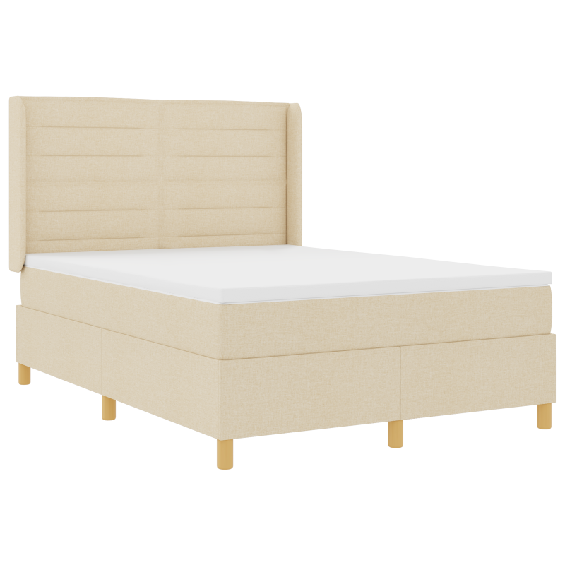 Creme Boxspringbett mit Matratze, 140x200 cm Stoff