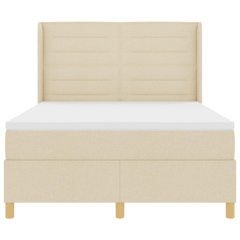 Creme Boxspringbett mit Matratze, 140x200 cm Stoff