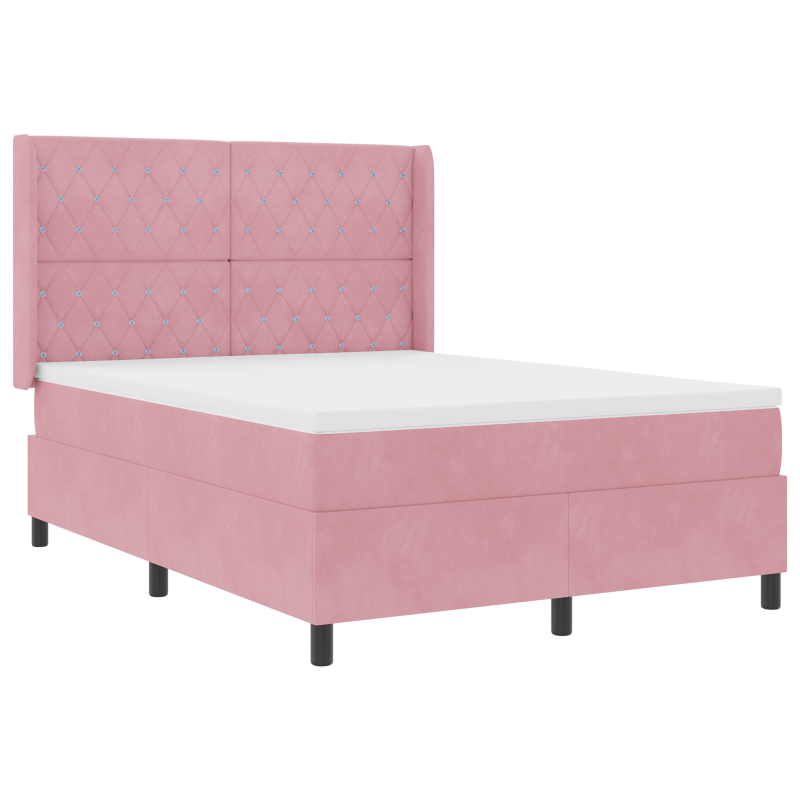 Boxspringbett mit Matratze Rosa 140x190 cm Samt