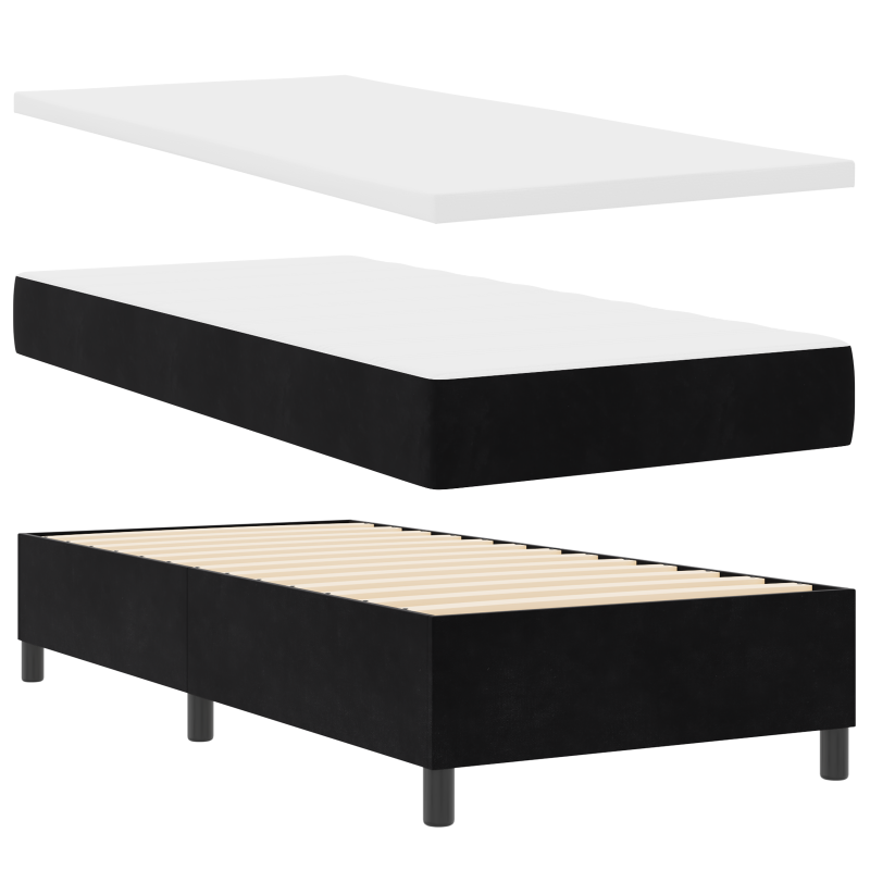 Boxspringbett mit Matratze Schwarz 90x200 cm Samt