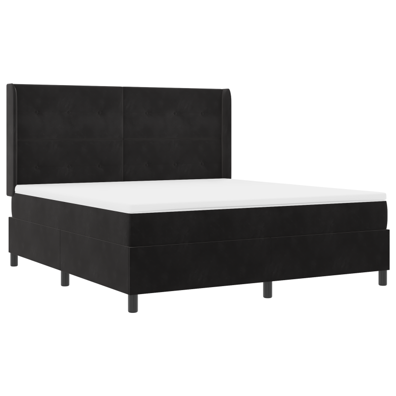 Boxspringbett mit Matratze Schwarz 180x200 cm Samt