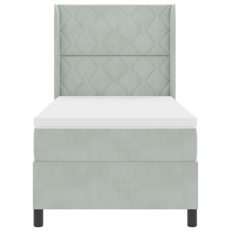 Boxspringbett mit Matratze Hellgrau 90x200 cm Samt