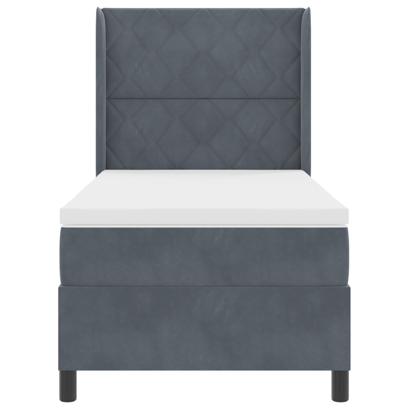 Boxspringbett mit Matratze Dunkelgrau 90x200 cm Samt