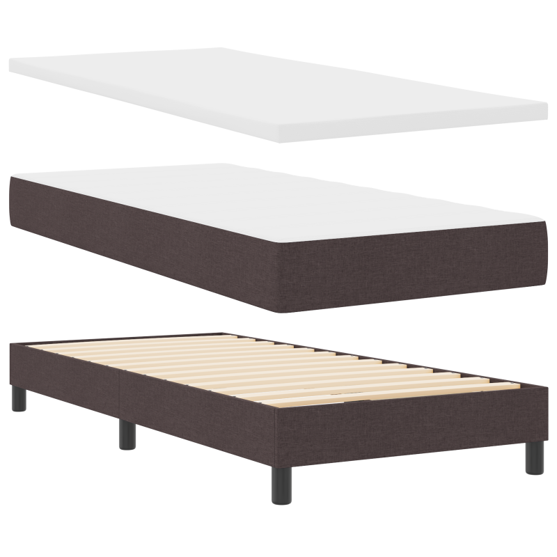Boxspringbett mit Matratze und LED Dunkelbraun 90x190 cm Stoff