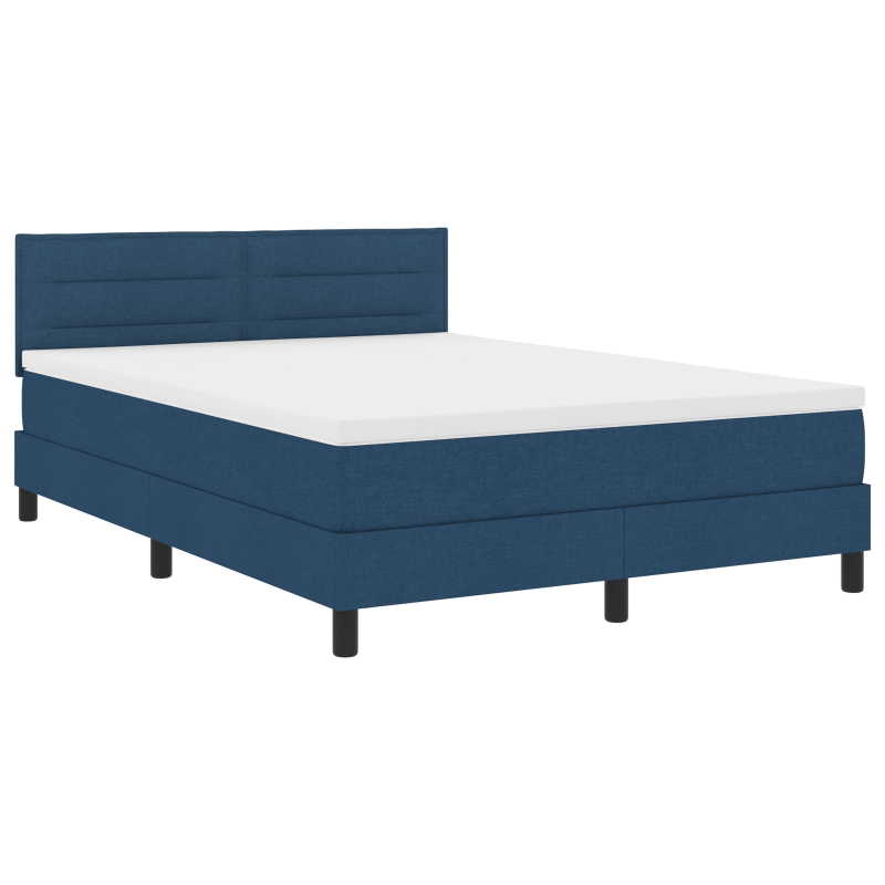 Boxspringbett mit Matratze & LED Blau 140x200 cm Stoff