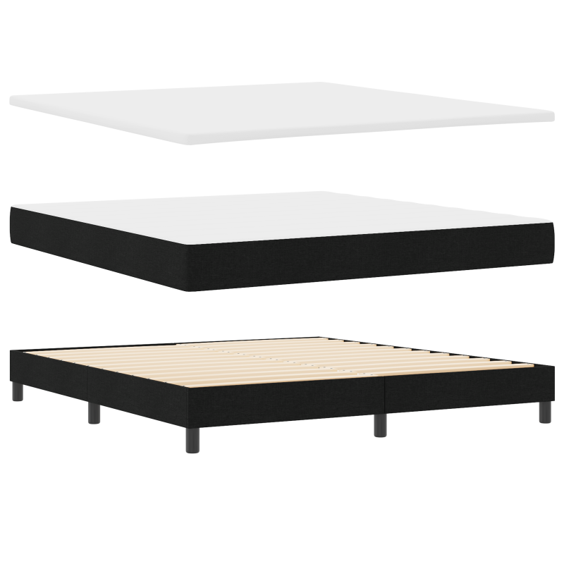 Boxspringbett mit Matratze & LED Schwarz 180x200 cm Stoff