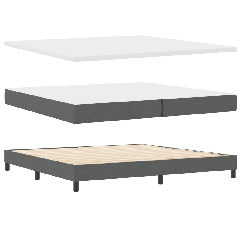 Boxspringbett mit Matratze & LED Dunkelgrau 200x200 cm Stoff