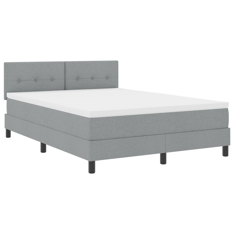 Boxspringbett mit Matratze & LED Licht Grau 140x190 cm Stoff