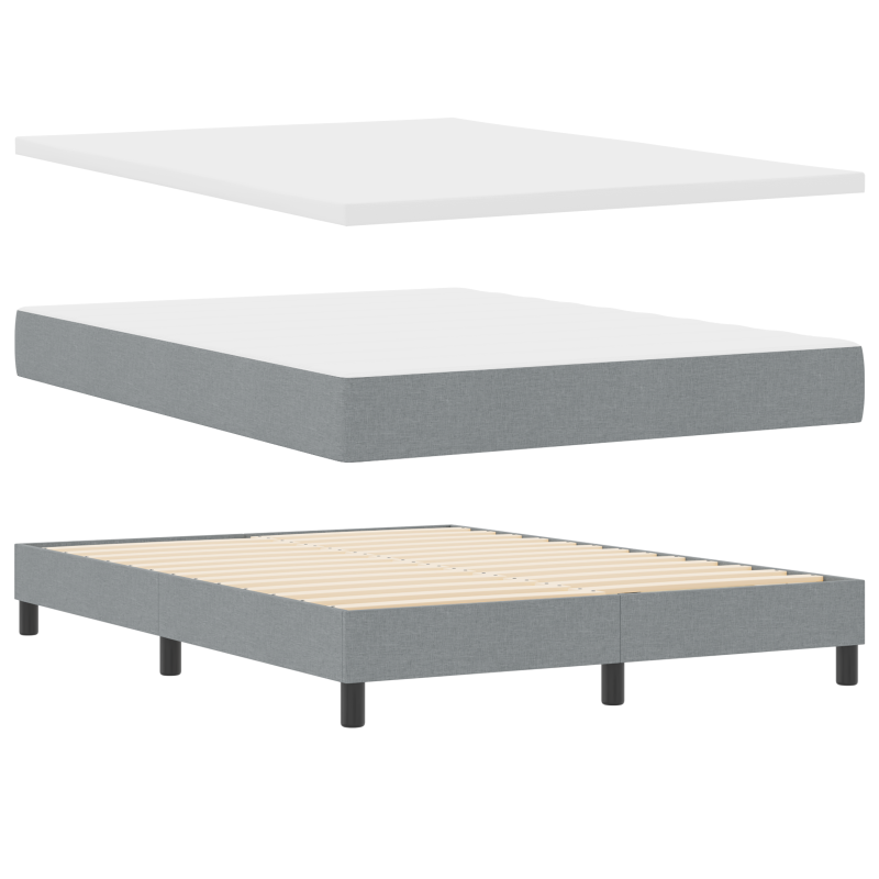 Boxspringbett mit Matratze & LED Licht Grau 140x200 cm Stoff