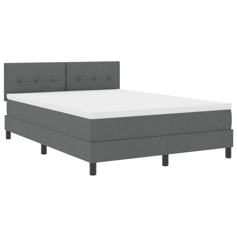 Boxspringbett mit Matratze und LED Dunkelgrau 140x200 cm Stoff