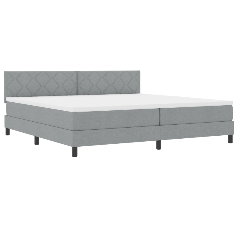 Boxspringbett mit Matratze & LED Hellgrau 200x200 cm Stoff