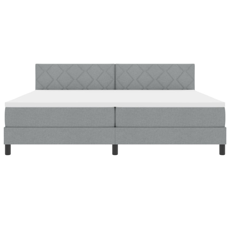 Boxspringbett mit Matratze & LED Hellgrau 200x200 cm Stoff