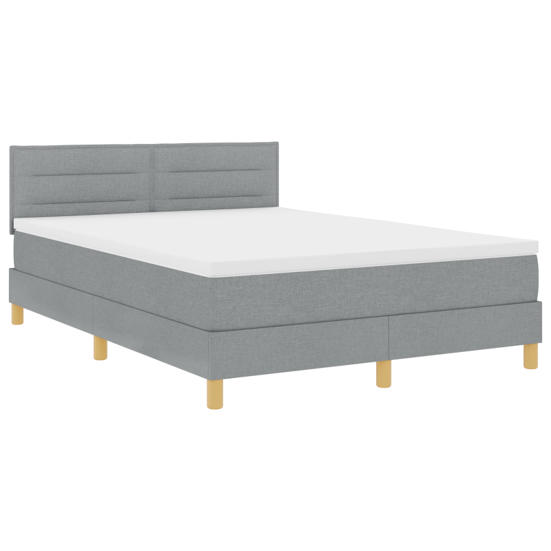Boxspringbett mit Matratze & LED Hellgrau 140x200 cm Stoff