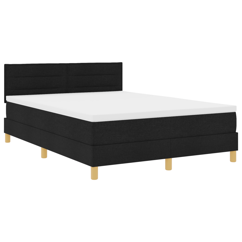 Boxspringbett mit Matratze & LED Schwarz 140x200 cm Stoff