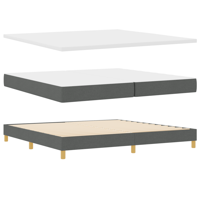 Boxspringbett mit Matratze & LED Dunkelgrau 200x200 cm Stoff