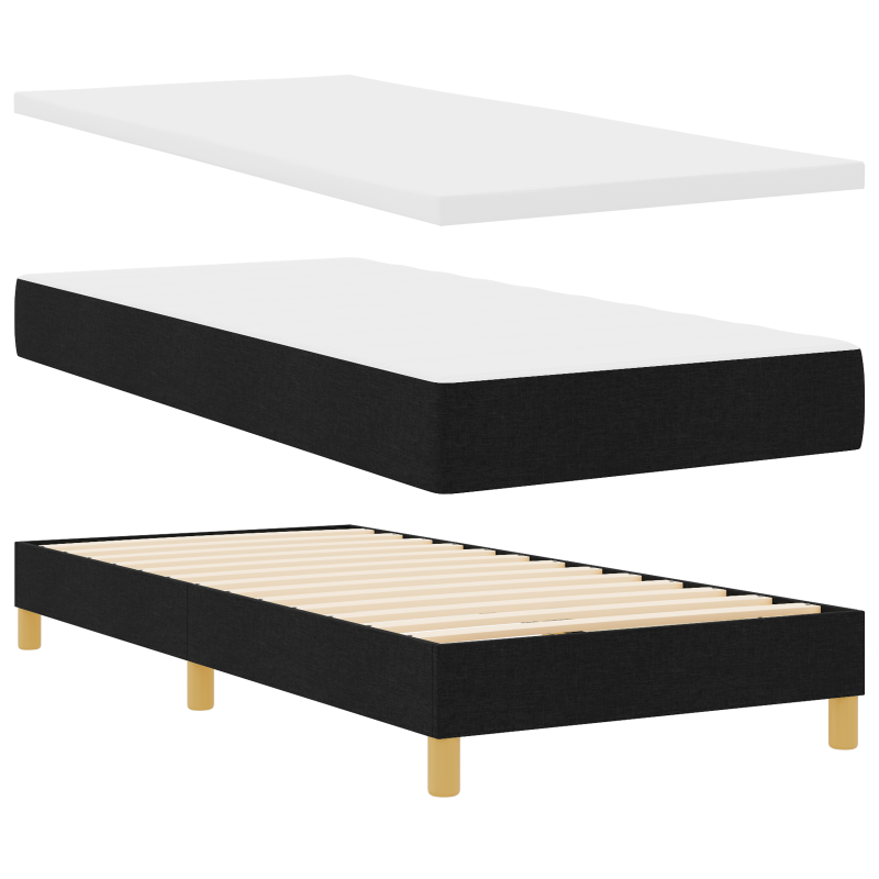 Boxspringbett mit Matratze & LED Schwarz 90x200 cm Stoff