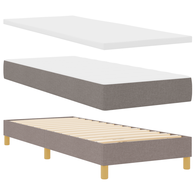 Boxspringbett mit Matratze & LED Taupe 80x200 cm Stoff
