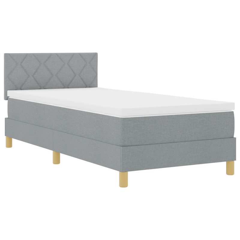 Boxspringbett mit Matratze & LED Licht Grau 100x200 cm Stoff