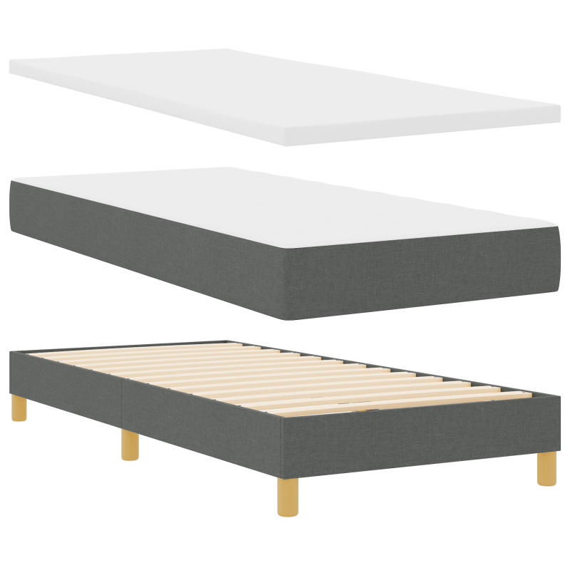 Boxspringbett mit Matratze & LED Dunkelgrau 100 x 200 cm Stoff