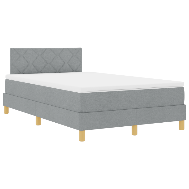 Boxspringbett mit Matratze & LED hellgrau 120x200 cm Stoff