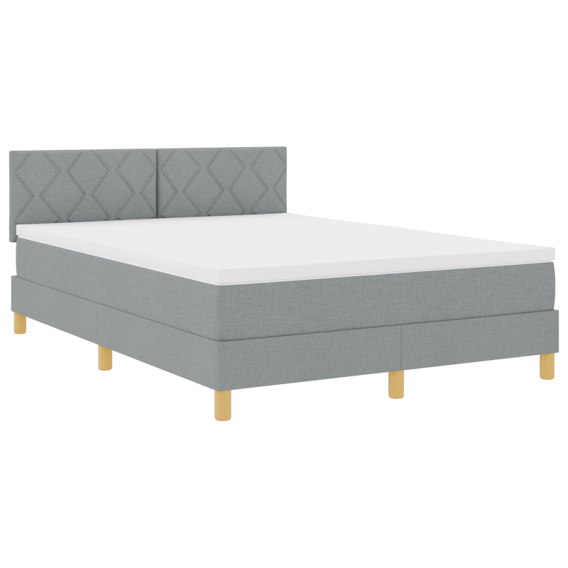 Boxspringbett mit Matratze & LED Licht Grau 160x200 cm Stoff