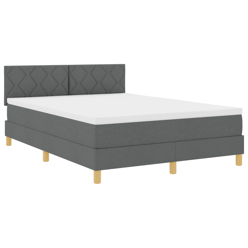 Boxspringbett mit Matratze & LED Dunkelgrau 160x200 cm Stoff
