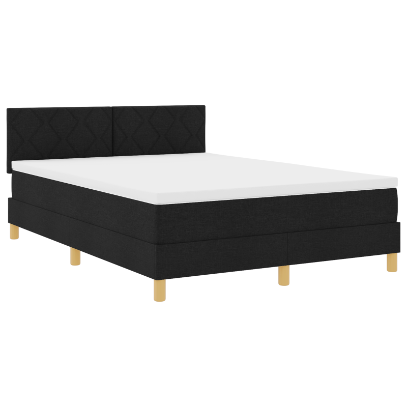 Boxspringbett mit Matratze & LED Schwarz 160x200 cm Stoff