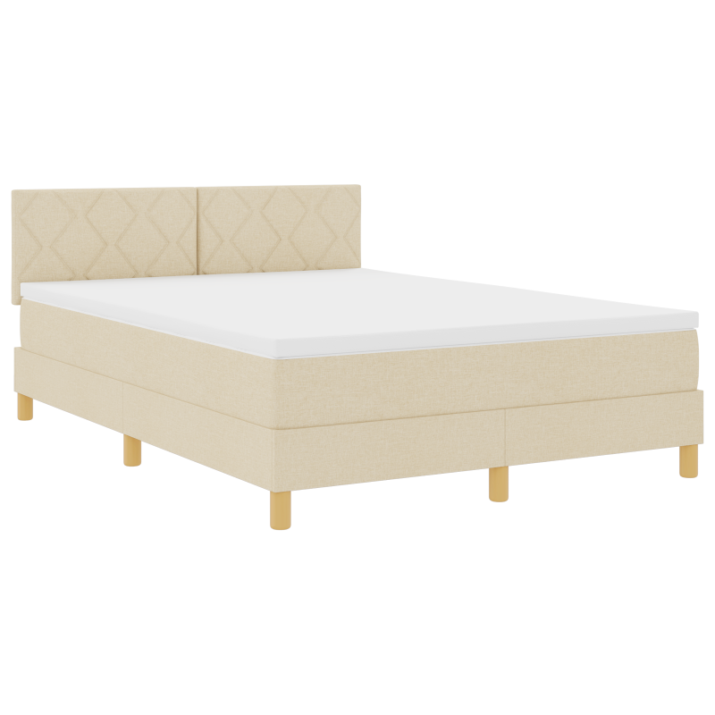 Boxspringbett mit Matratze & LED Creme 160x200 cm Stoff