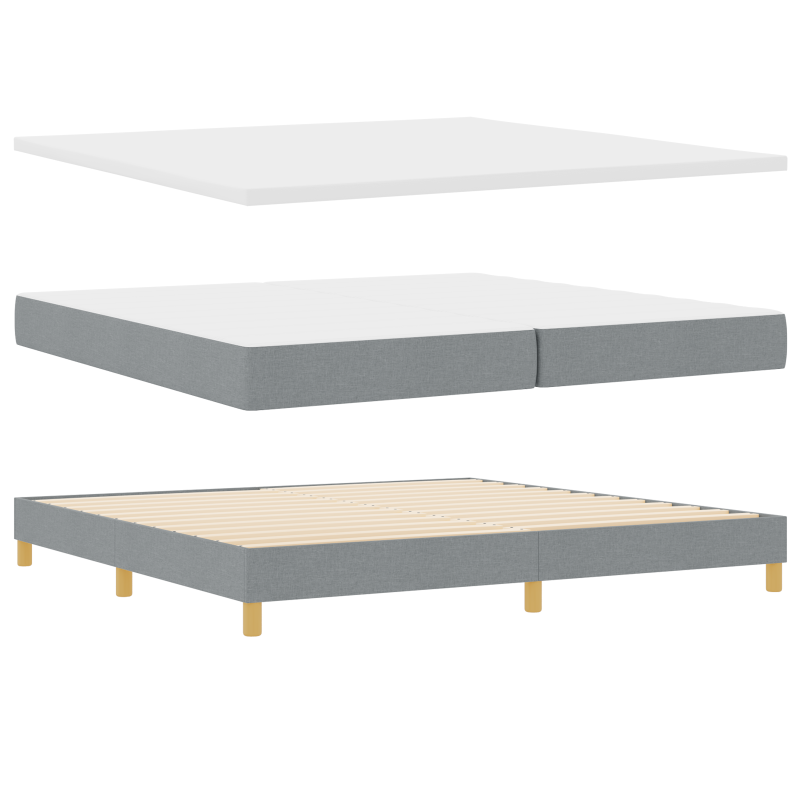 Boxspringbett mit Matratze & LED Hellgrau 200x200 cm Stoff