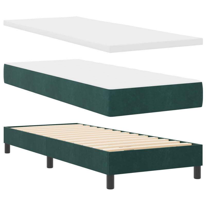 Boxspringbett mit Matratze & LED Dunkelgrün 80x200 cm Samt