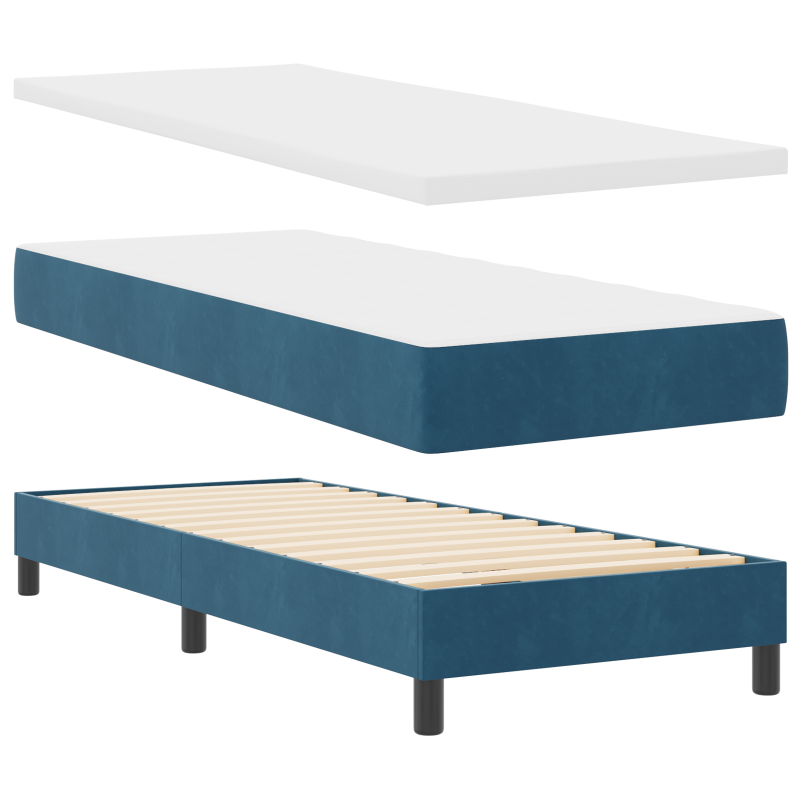 Boxspringbett mit Matratze & LED Dunkelblau 80x200 cm Velvet