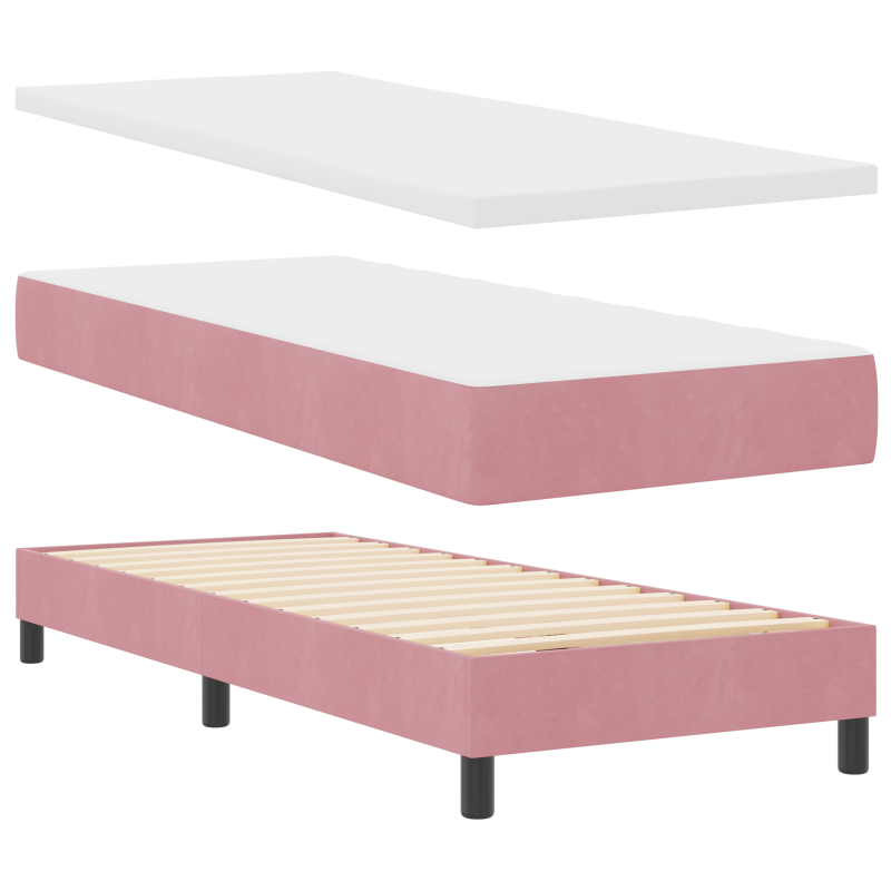 Boxspringbett mit Matratze & LED Rosa 80x200 cm Velvet