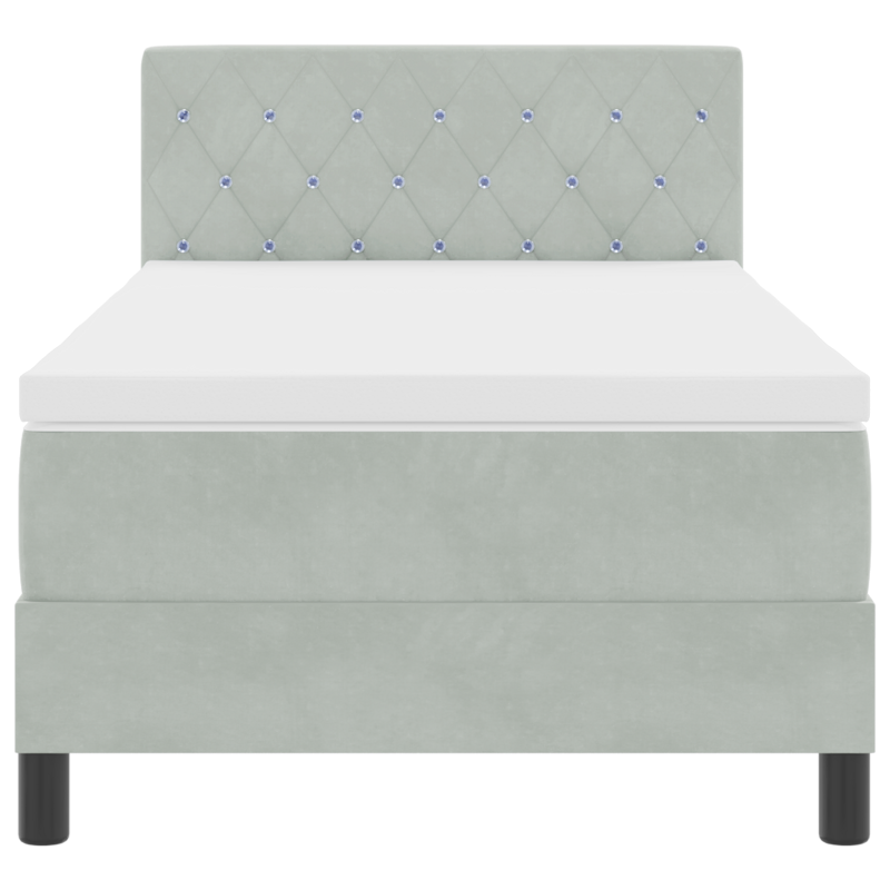 Boxspringbett mit Matratze & LED Licht Grau 90x190 cm Samt