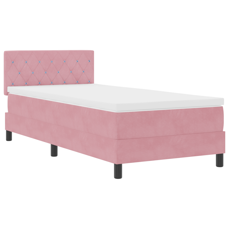 Boxspringbett mit Matratze & LED Rosa 90x190 cm Velours