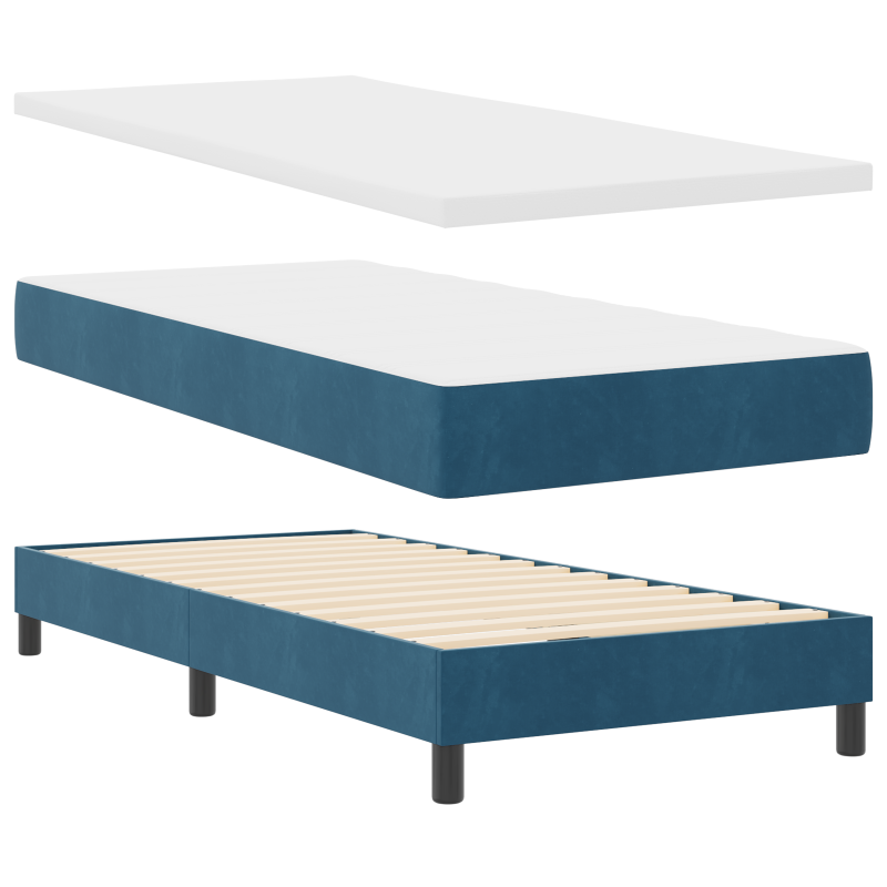 Boxspringbett mit Matratze & LED Dunkelblau 90x200 cm Samt