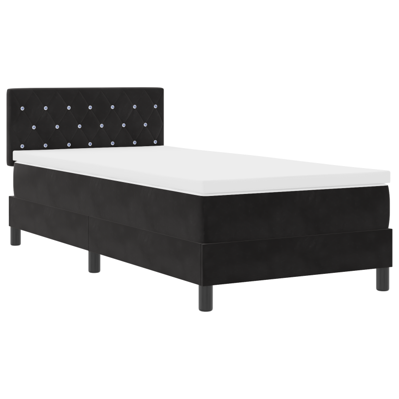 Boxspringbett mit Matratze & LED Schwarz 100x200 cm Velvet